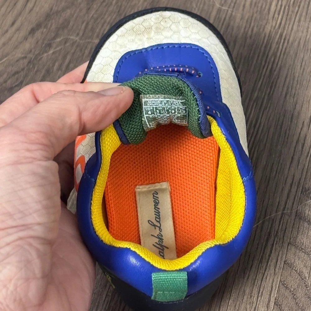 Ralph Lauren Kids Sz 4 Sneakers in Blue, Orange, and Yellow, GUC